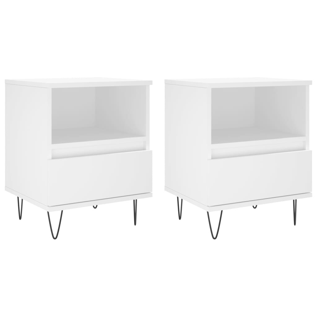Tables de chevet 2 pcs blanc 40x35x50 cm bois d’ingénierie