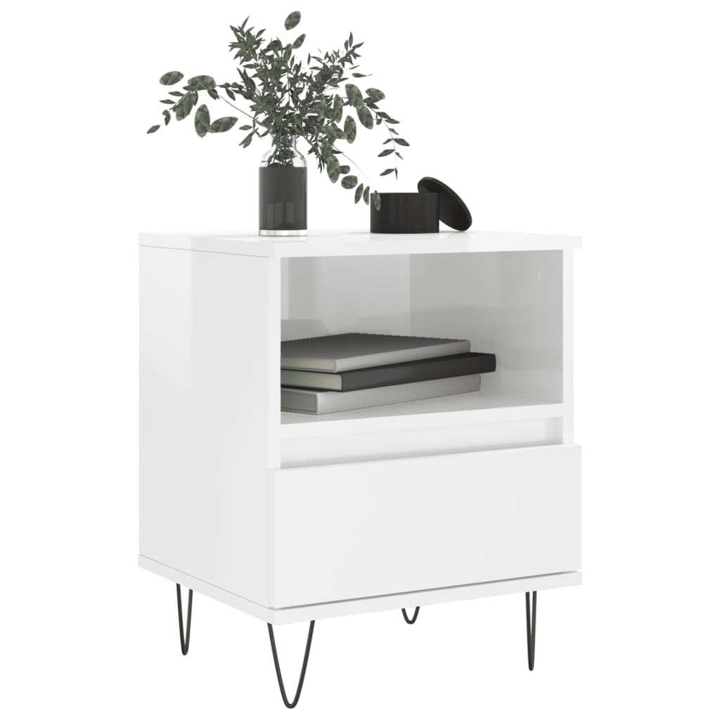 Tables de chevet 2 pcs blanc brillant 40x35x50 cm - XIOS