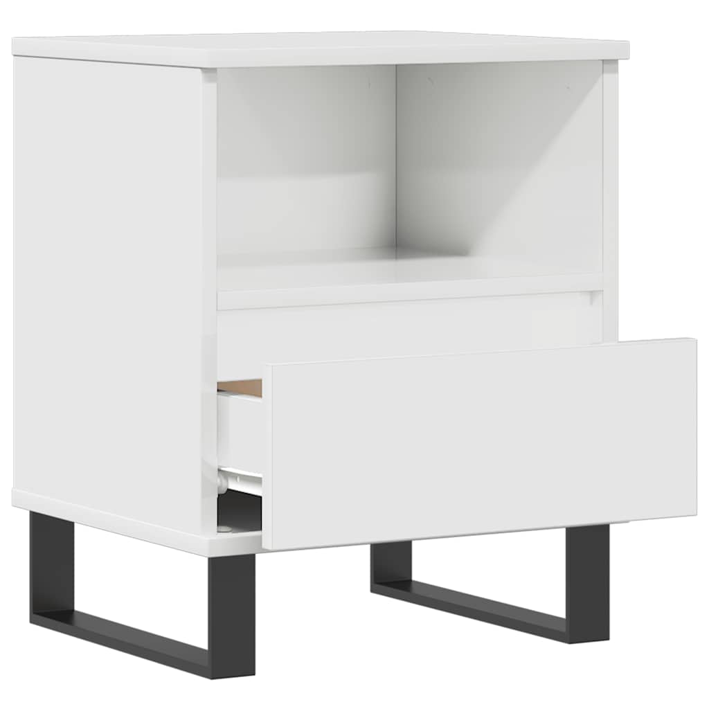 Table de chevet Blanc brillant 40x35x50 cm Bois d’ingénierie - XIOS