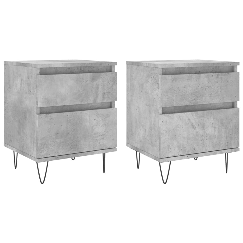 Tables de chevet 2 pcs gris béton 40x35x50 cm bois d’ingénierie - XIOS