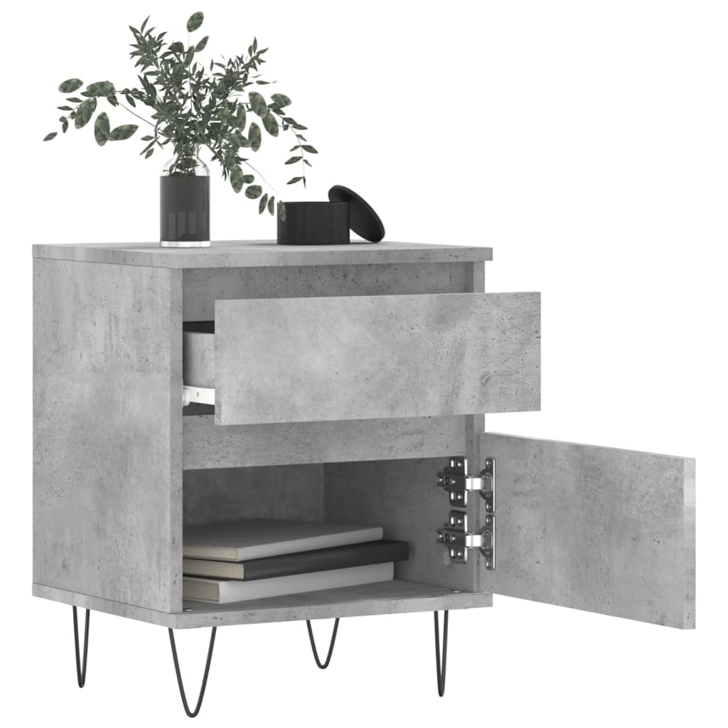 Tables de chevet 2 pcs gris béton 40x35x50 cm bois d’ingénierie - XIOS