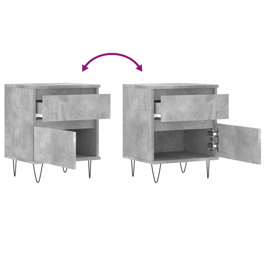 Tables de chevet 2 pcs gris béton 40x35x50 cm bois d’ingénierie - XIOS