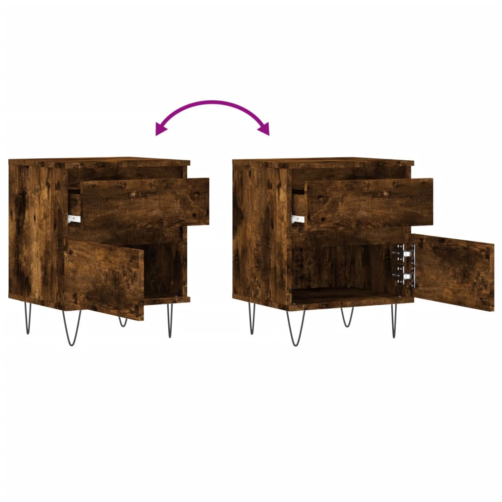 Tables de chevet 2 pcs chêne fumé 40x35x50 cm bois ingénierie - XIOS