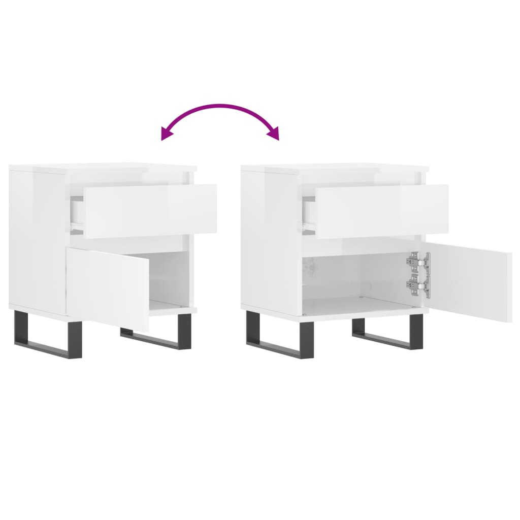 Tables de chevet 2 pcs blanc brillant 40x35x50 cm - XIOS
