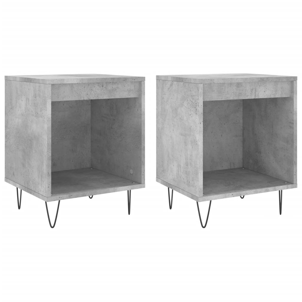 Tables de chevet 2 pcs gris béton 40x35x50 cm bois d’ingénierie - XIOS
