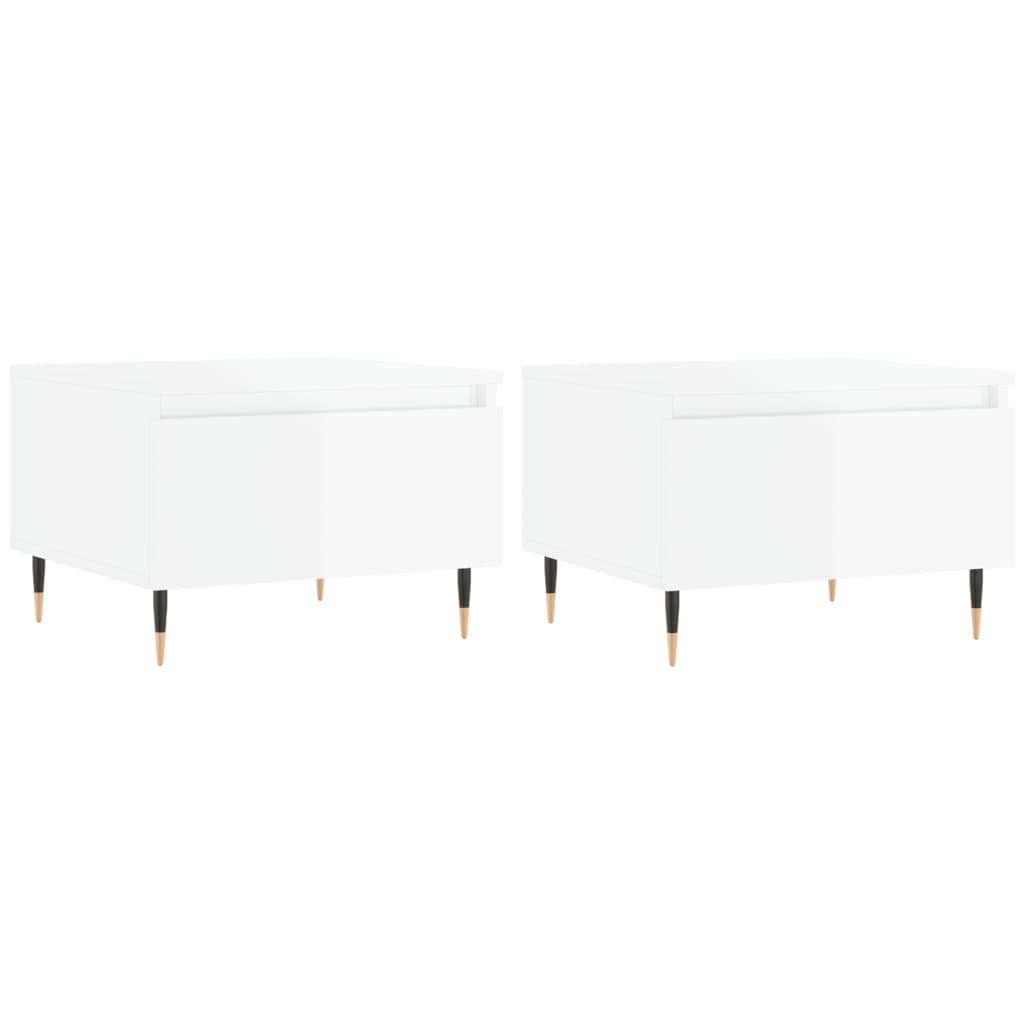 Tables basses 2 pcs blanc brillant 50x46x35cm bois d'ingénierie - XIOS