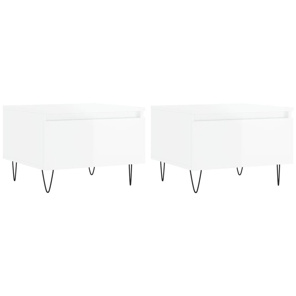 Tables basses 2 pcs blanc brillant 50x46x35cm bois d'ingénierie - XIOS