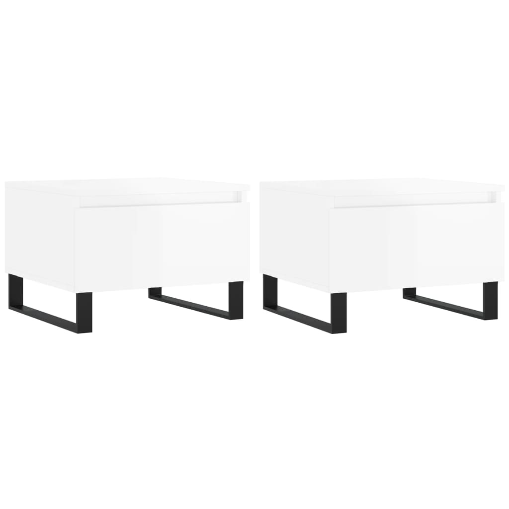 Tables basses 2 pcs blanc brillant 50x46x35cm bois d'ingénierie - XIOS