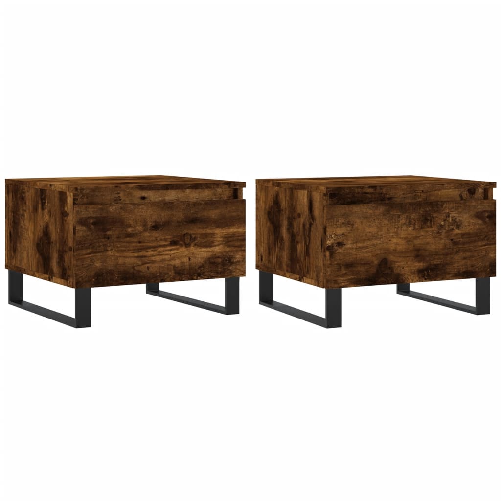 Tables basses 2 pcs chêne fumé 50x46x35 cm bois d'ingénierie - XIOS