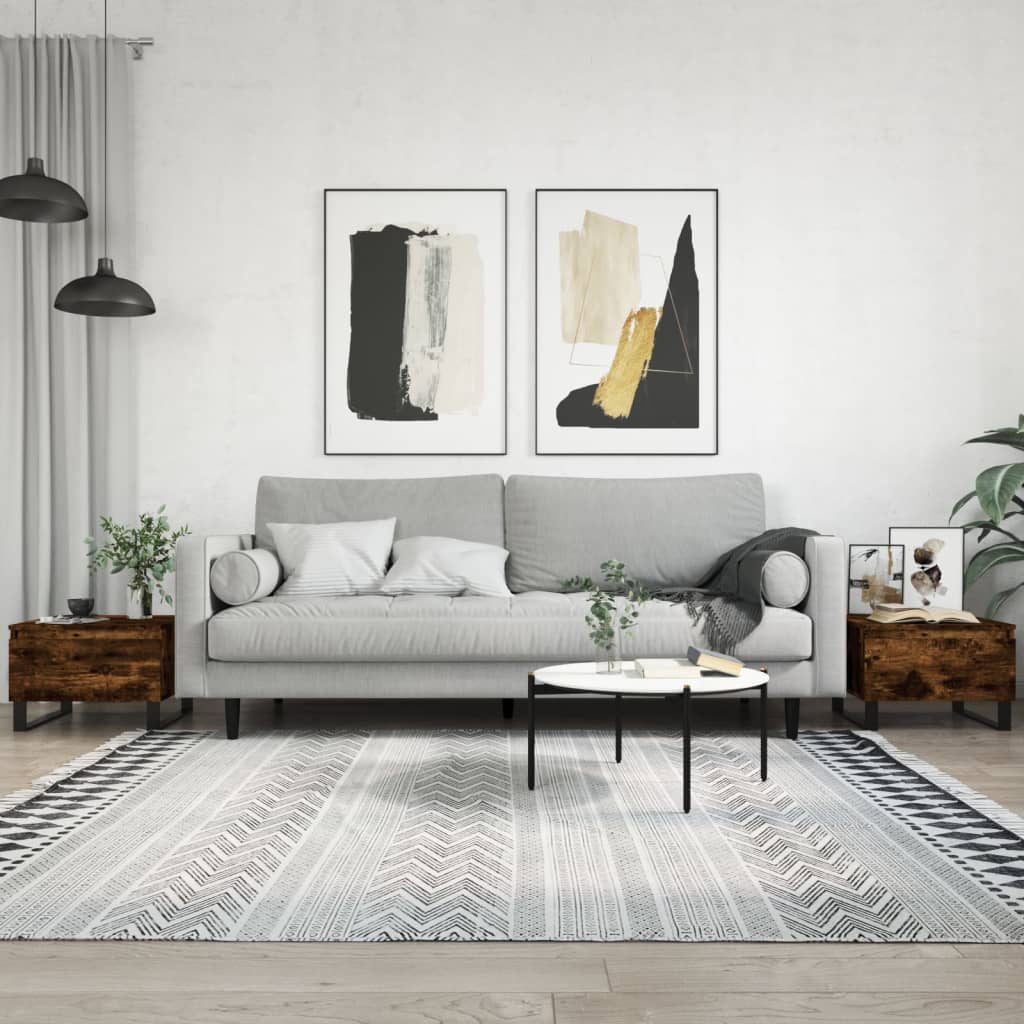 Tables basses 2 pcs chêne fumé 50x46x35 cm bois d'ingénierie - XIOS