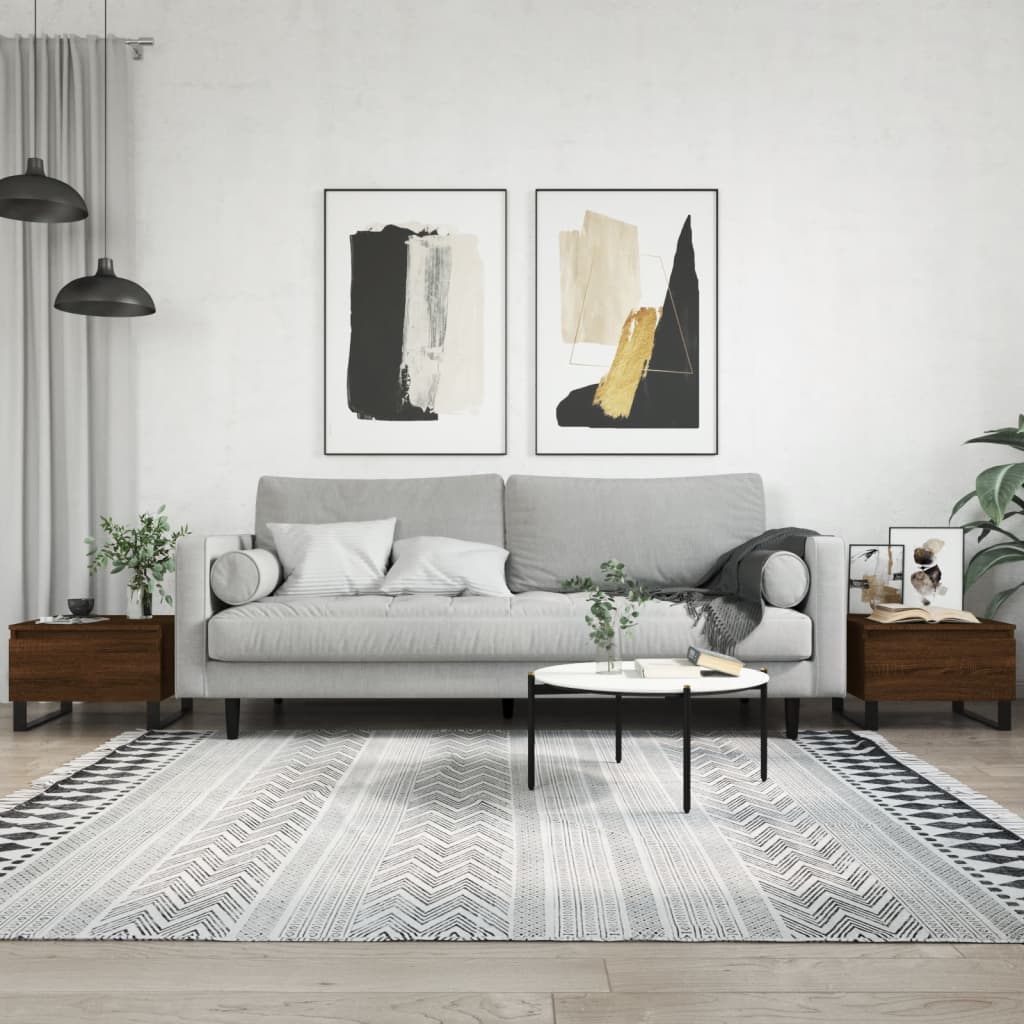 Tables basses 2 pcs chêne marron 50x46x35 cm bois d'ingénierie - XIOS