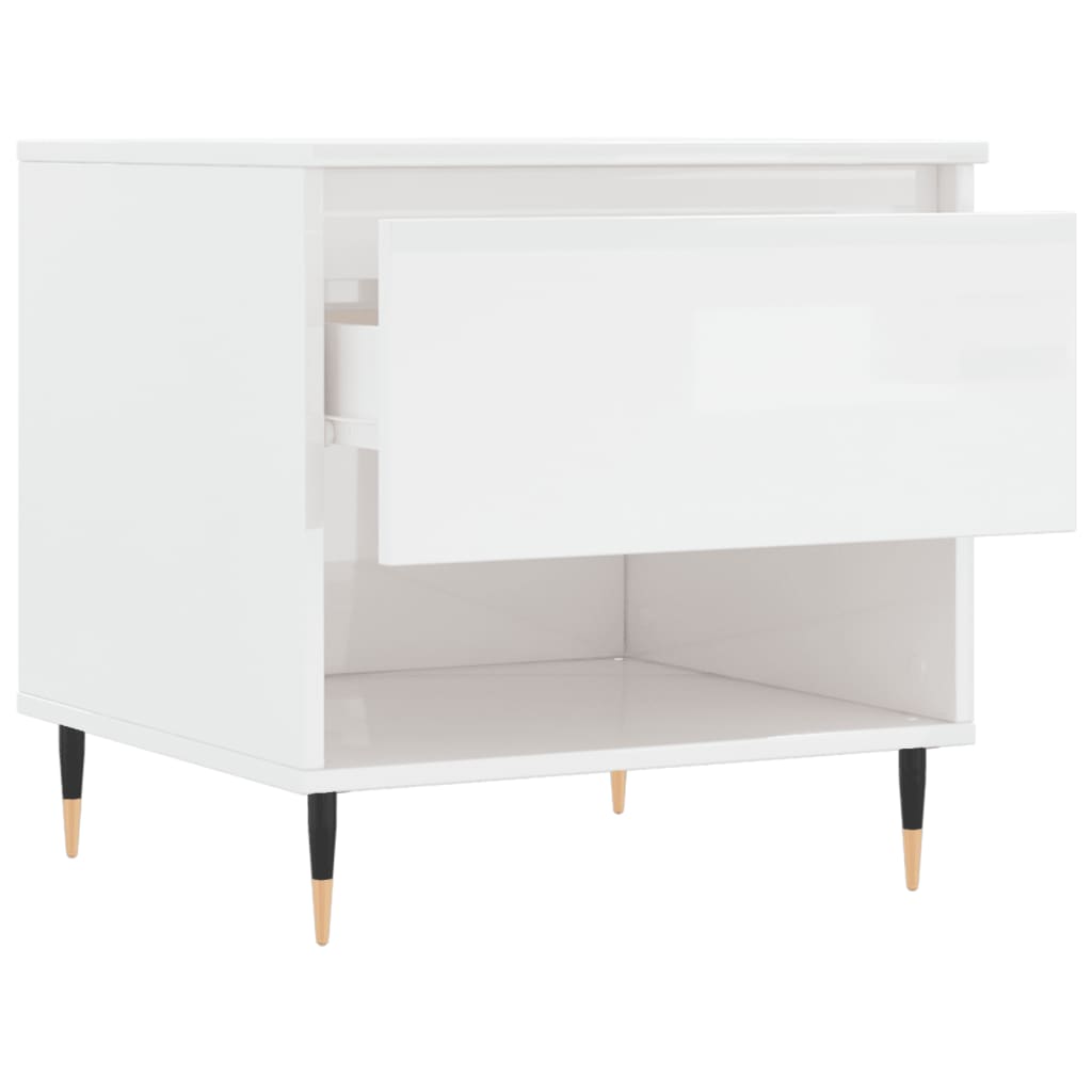 Table basse blanc brillant 50x46x50 cm bois d’ingénierie - XIOS