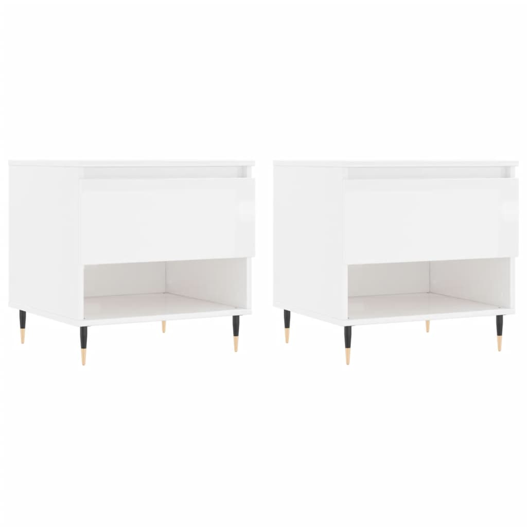 Tables basses 2 pcs blanc brillant 50x46x50cm bois d'ingénierie - XIOS
