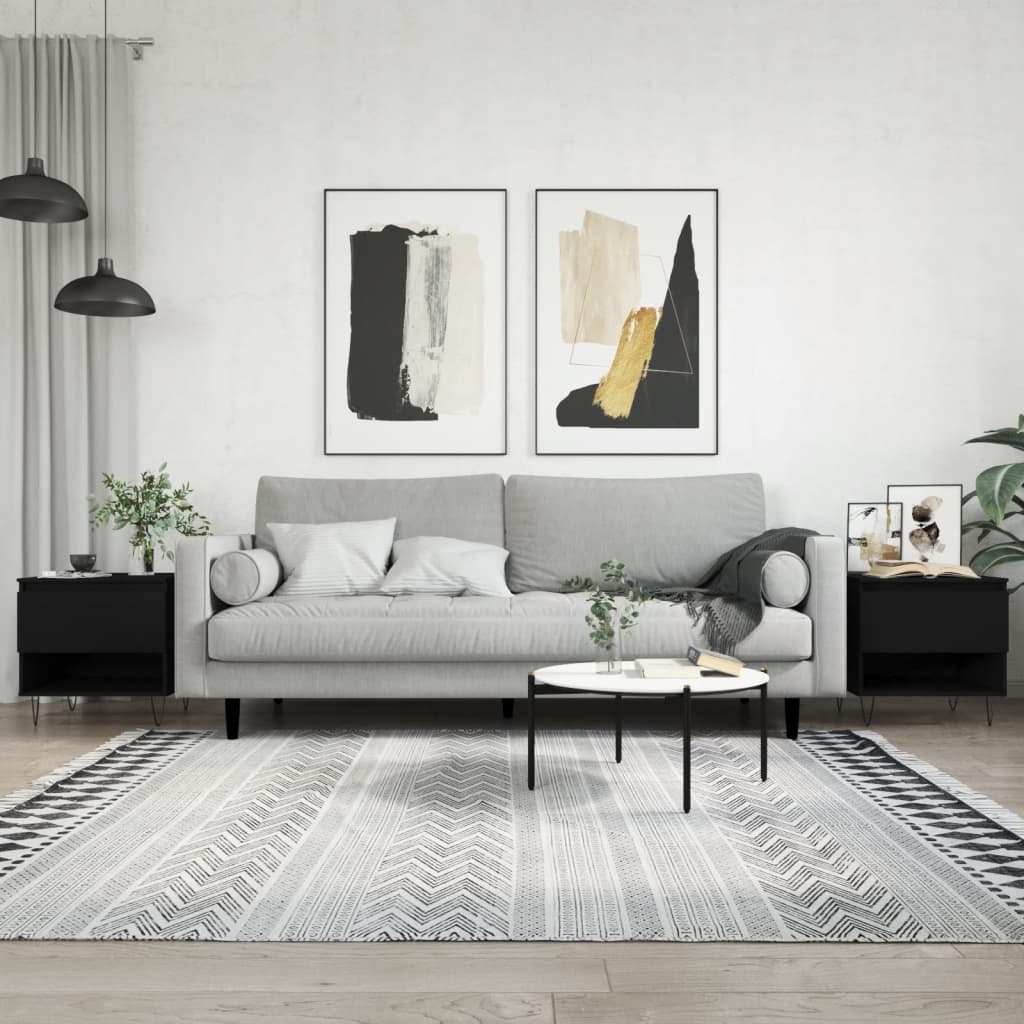 Tables basses 2 pcs noir 50x46x50 cm bois d'ingénierie - XIOS