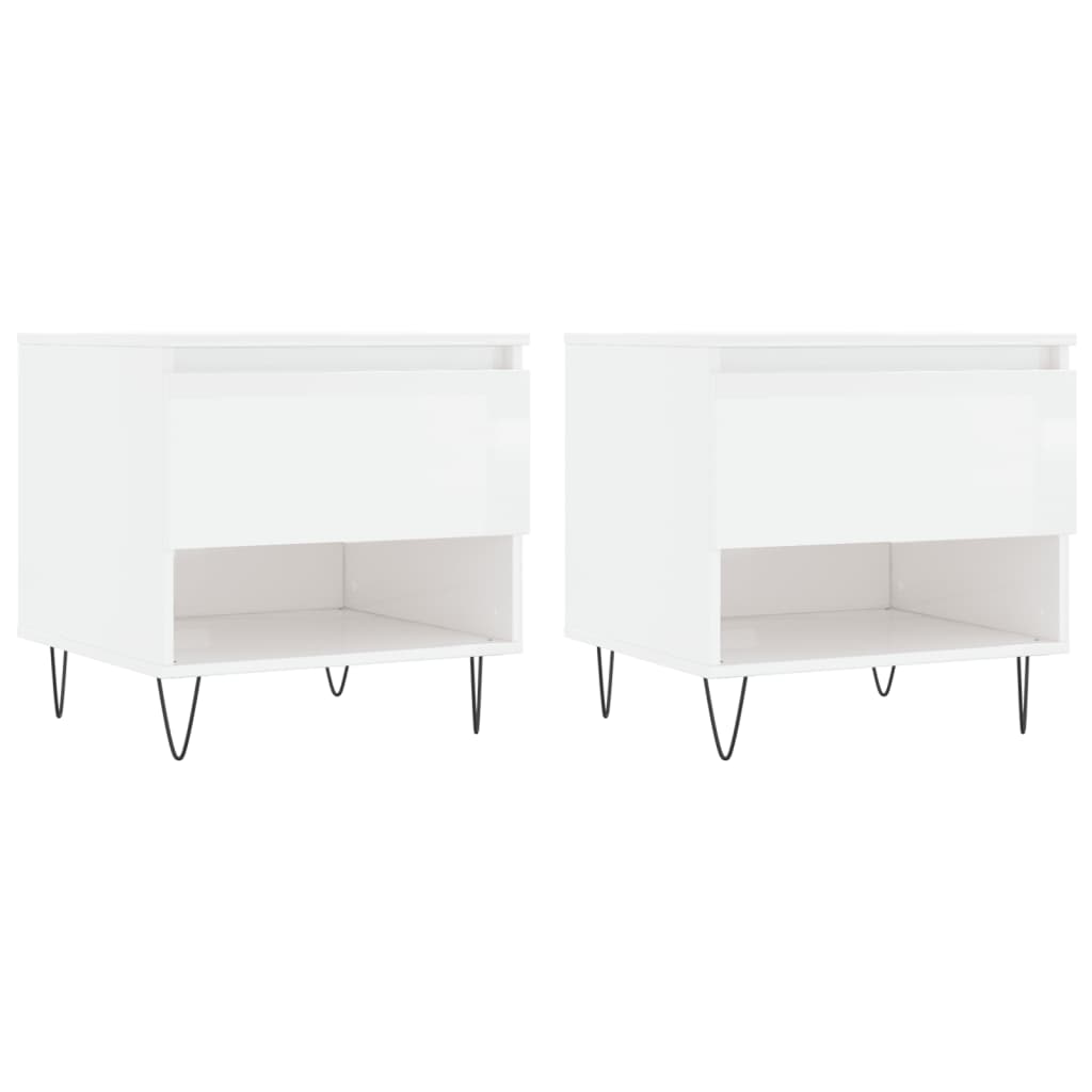 Tables basses 2 pcs blanc brillant 50x46x50cm bois d'ingénierie - XIOS