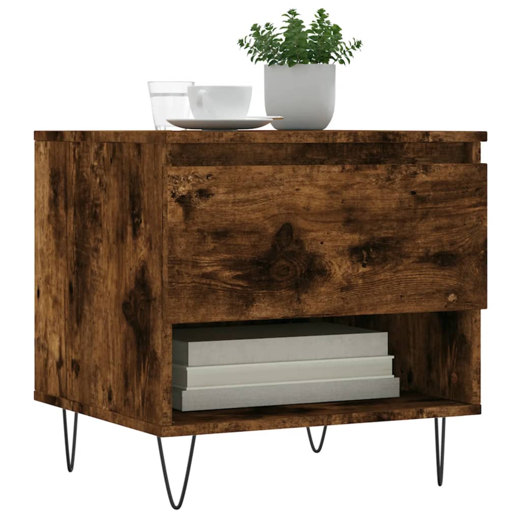 Table basse chêne fumé 50x46x50 cm bois d'ingénierie - XIOS