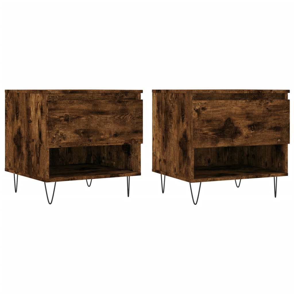 Tables basses 2 pcs chêne fumé 50x46x50 cm bois d'ingénierie - XIOS