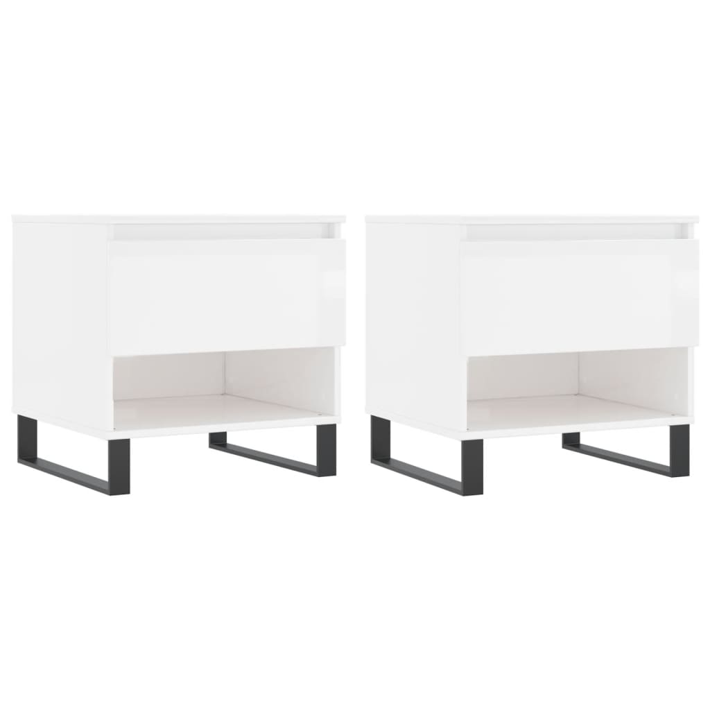 Tables basses 2 pcs blanc brillant 50x46x50cm bois d'ingénierie - XIOS