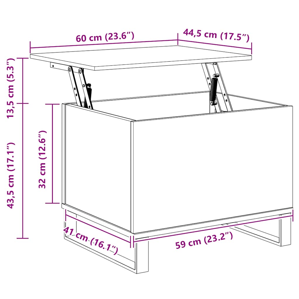 Table basse Sonoma gris 60x44,5x45 cm Bois d'ingénierie - XIOS
