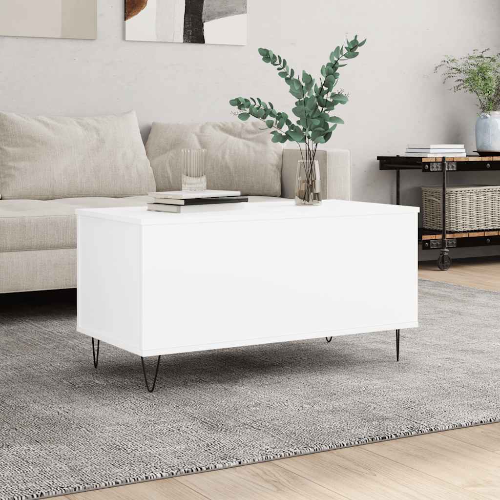 Table basse Blanc 90x44,5x45 cm Bois d'ingénierie - XIOS
