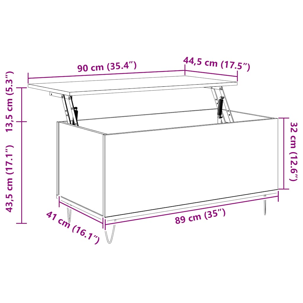 Table basse Chêne sonoma 90x44,5x45 cm Bois d'ingénierie - XIOS