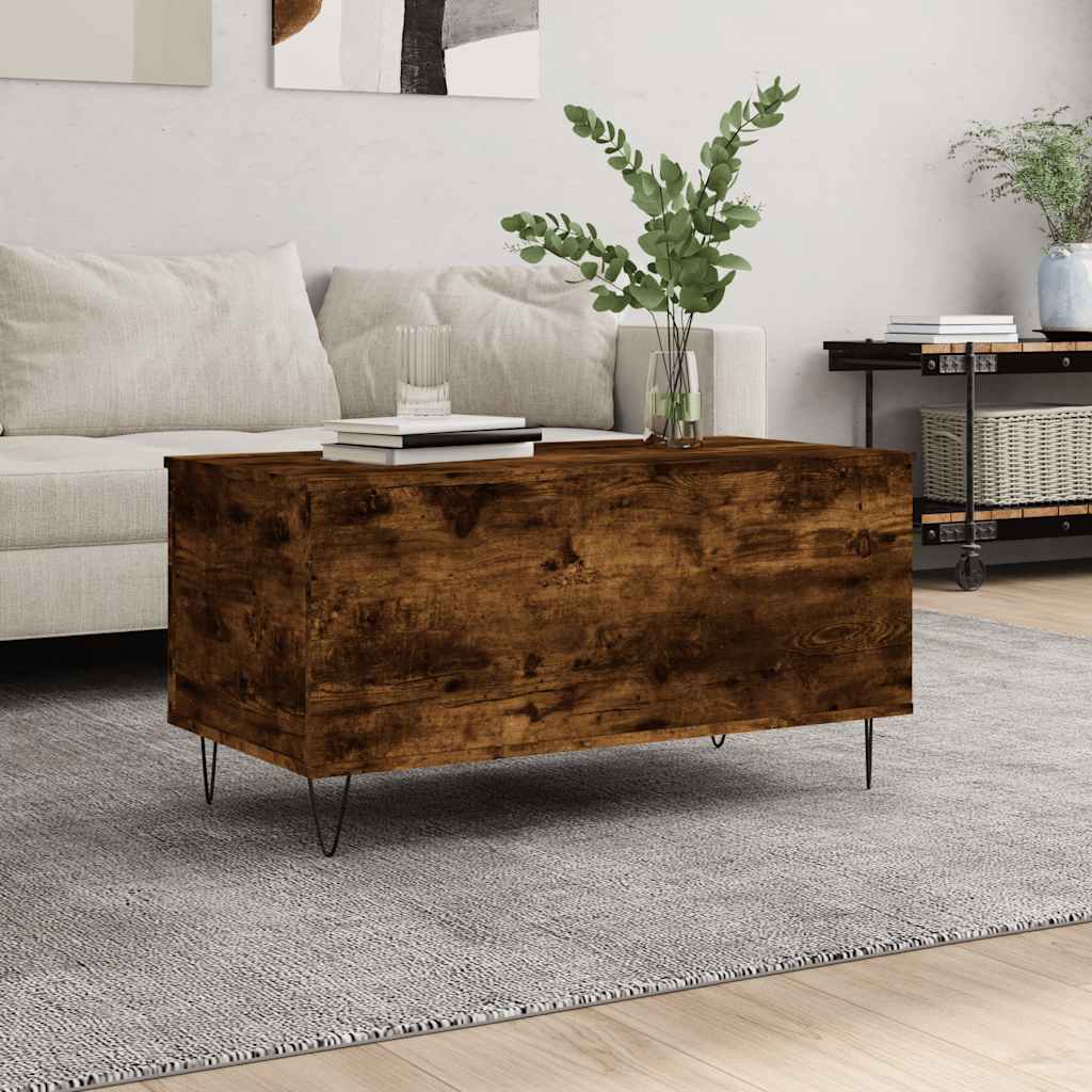 Table basse Chêne fumé 90x44,5x45 cm Bois d'ingénierie - XIOS