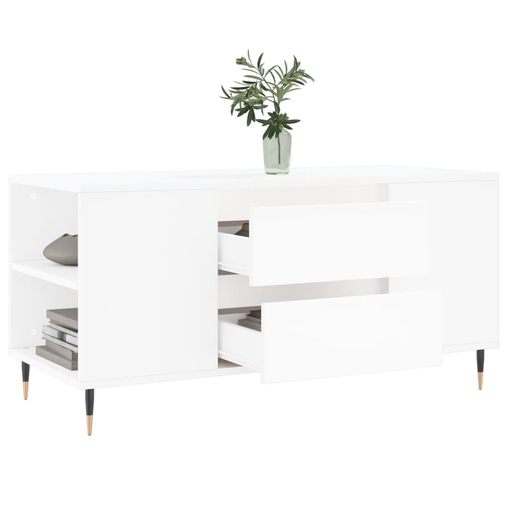 Table basse blanc 102x44,5x50 cm bois d'ingénierie - XIOS