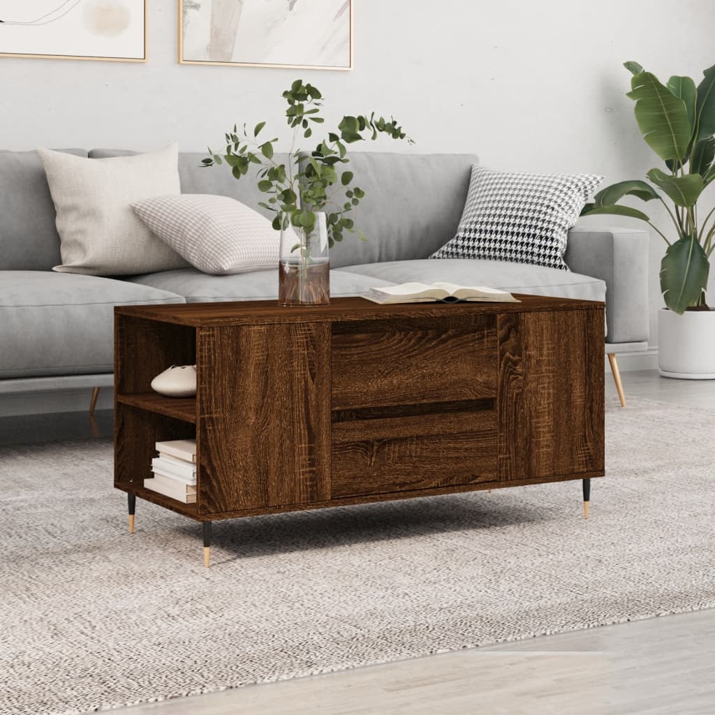 Table basse chêne marron 102x44,5x50 cm bois d'ingénierie - XIOS