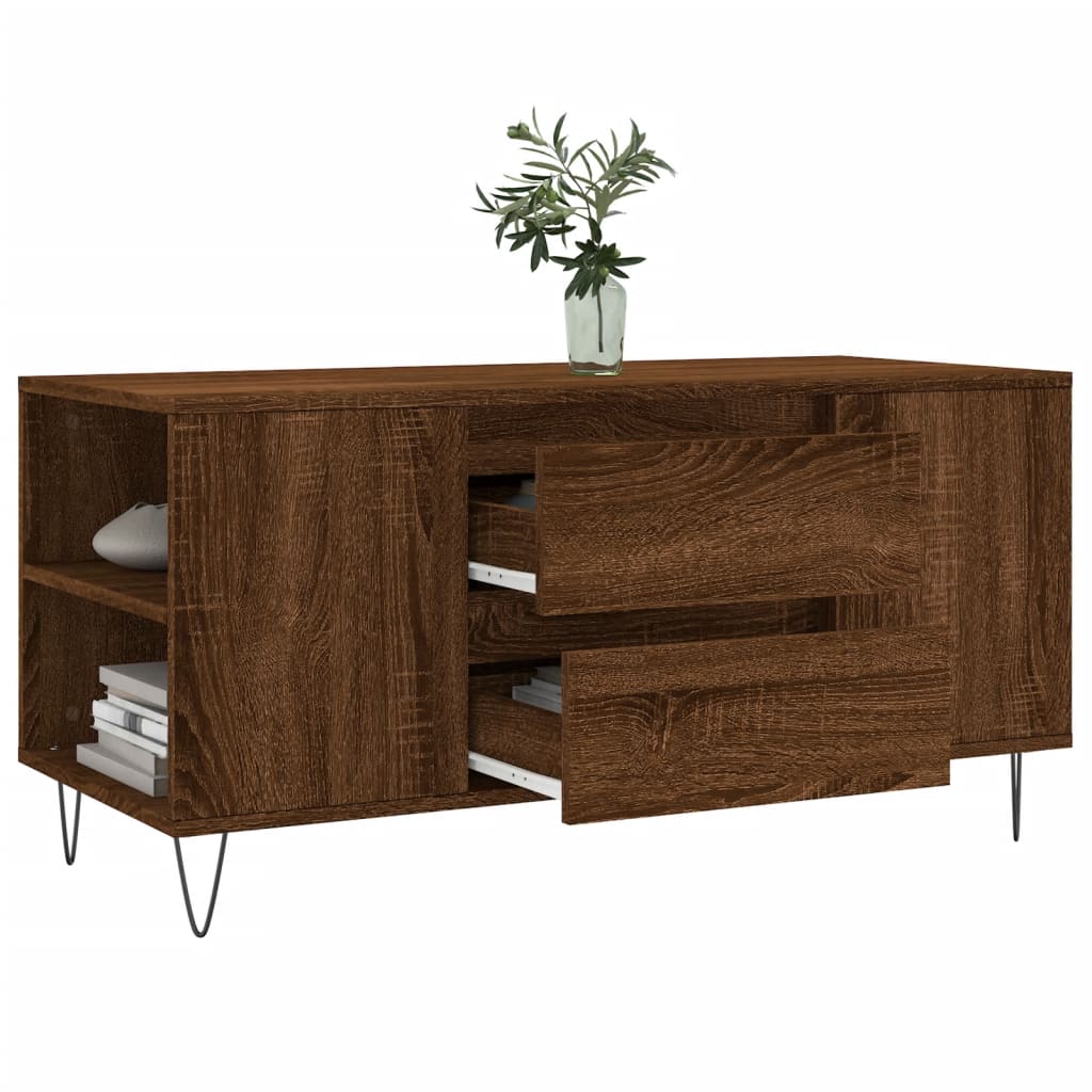 Table basse chêne marron 102x44,5x50 cm bois d'ingénierie - XIOS