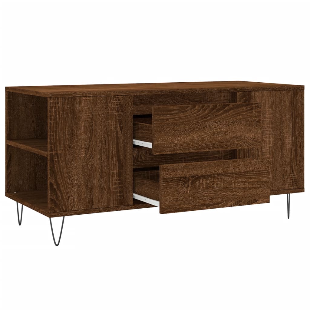 Table basse chêne marron 102x44,5x50 cm bois d'ingénierie - XIOS