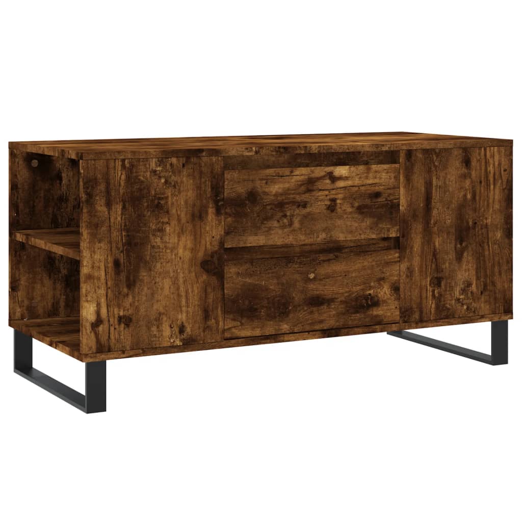 Table basse chêne fumé 102x44,5x50 cm bois d'ingénierie - XIOS