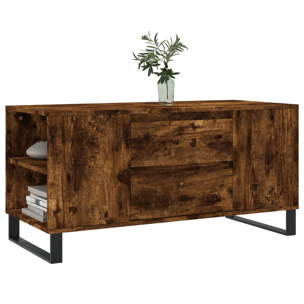 Table basse chêne fumé 102x44,5x50 cm bois d'ingénierie - XIOS