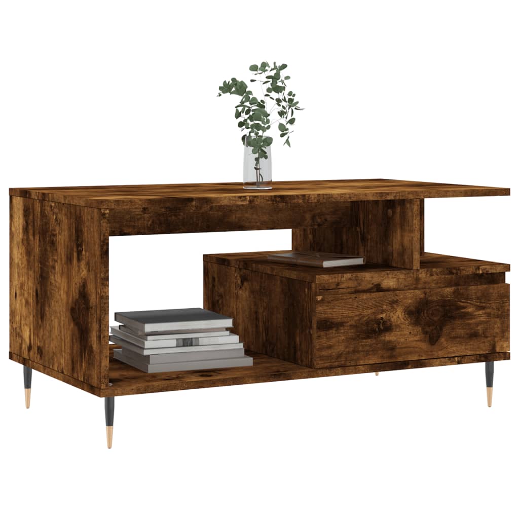 Table basse Chêne fumé 90x49x45 cm Bois d'ingénierie - XIOS