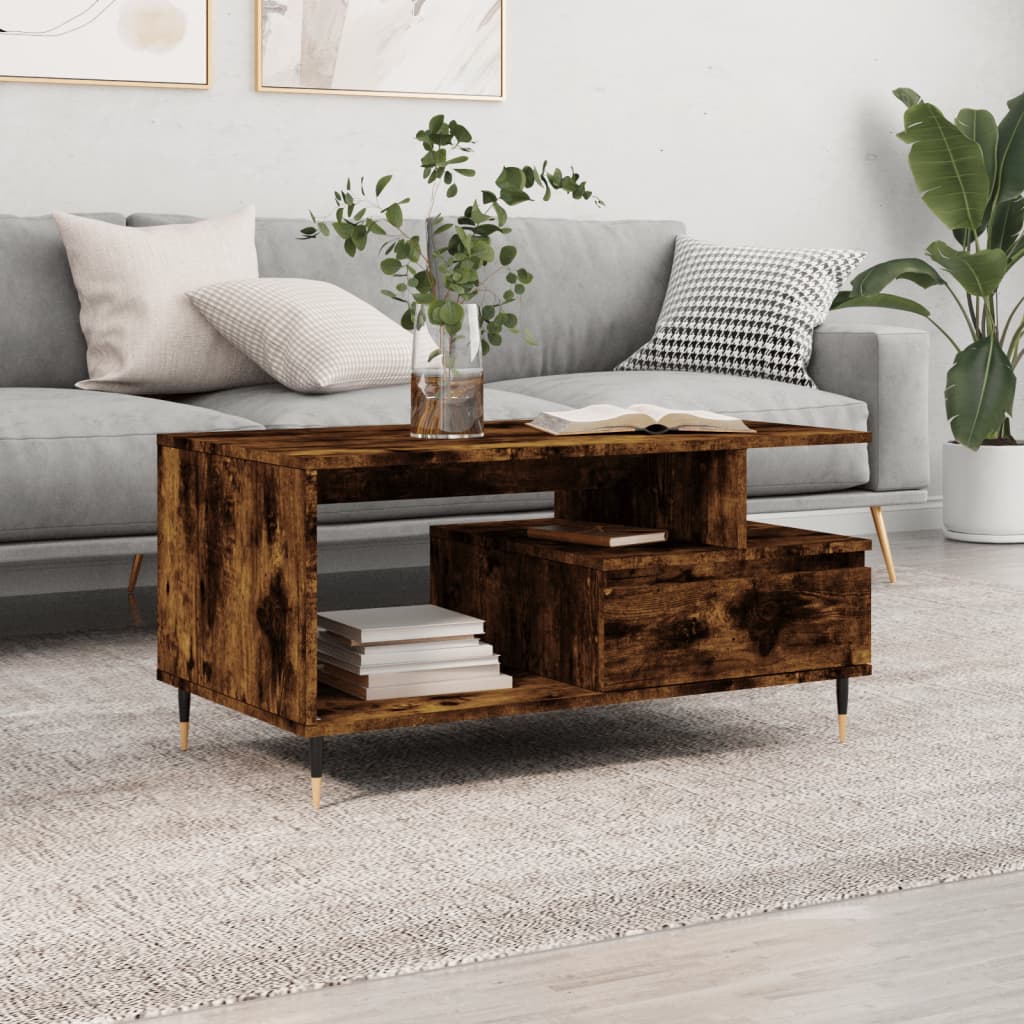 Table basse Chêne fumé 90x49x45 cm Bois d'ingénierie - XIOS