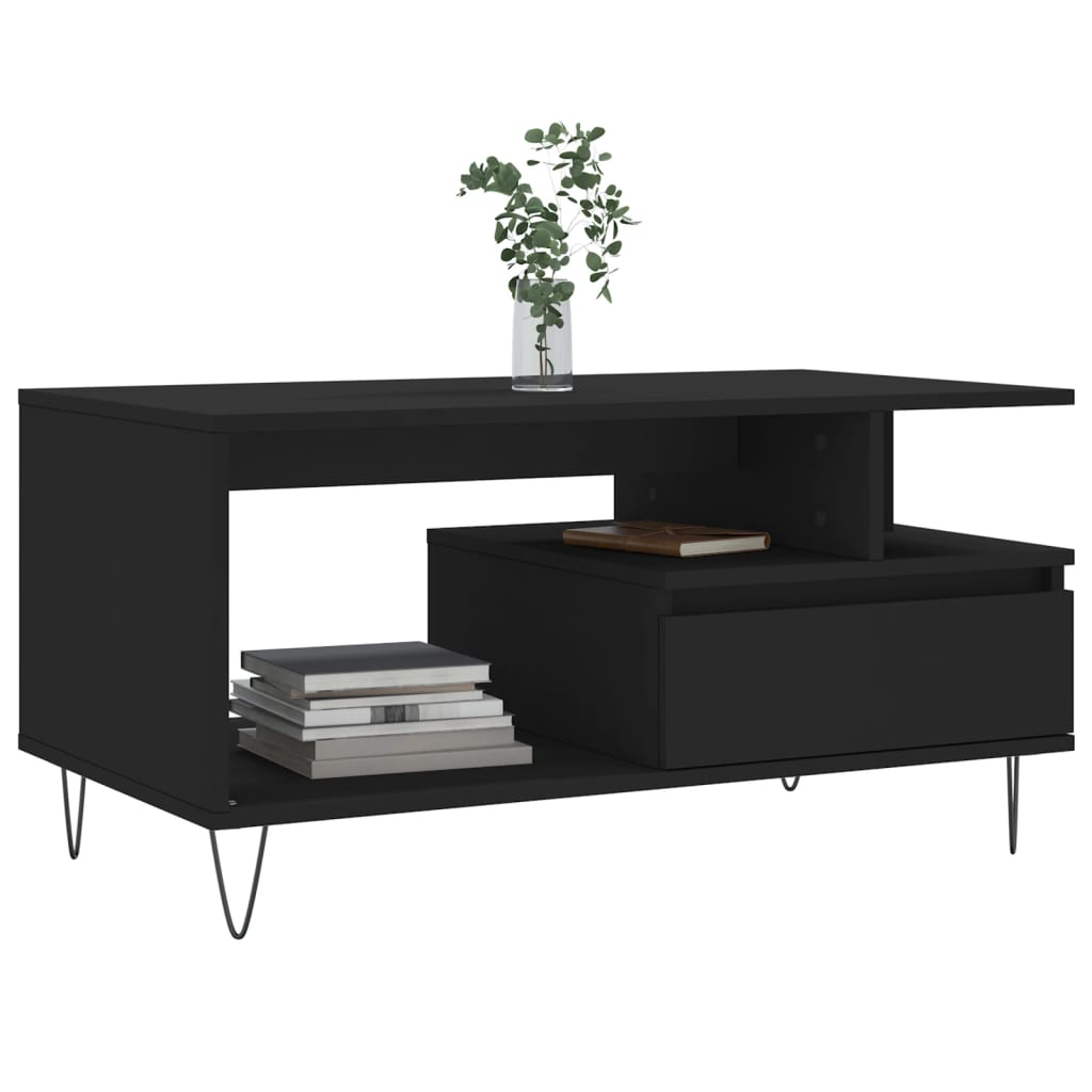 Table basse Noir 90x49x45 cm Bois d'ingénierie - XIOS