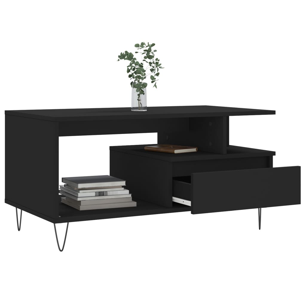 Table basse Noir 90x49x45 cm Bois d'ingénierie - XIOS