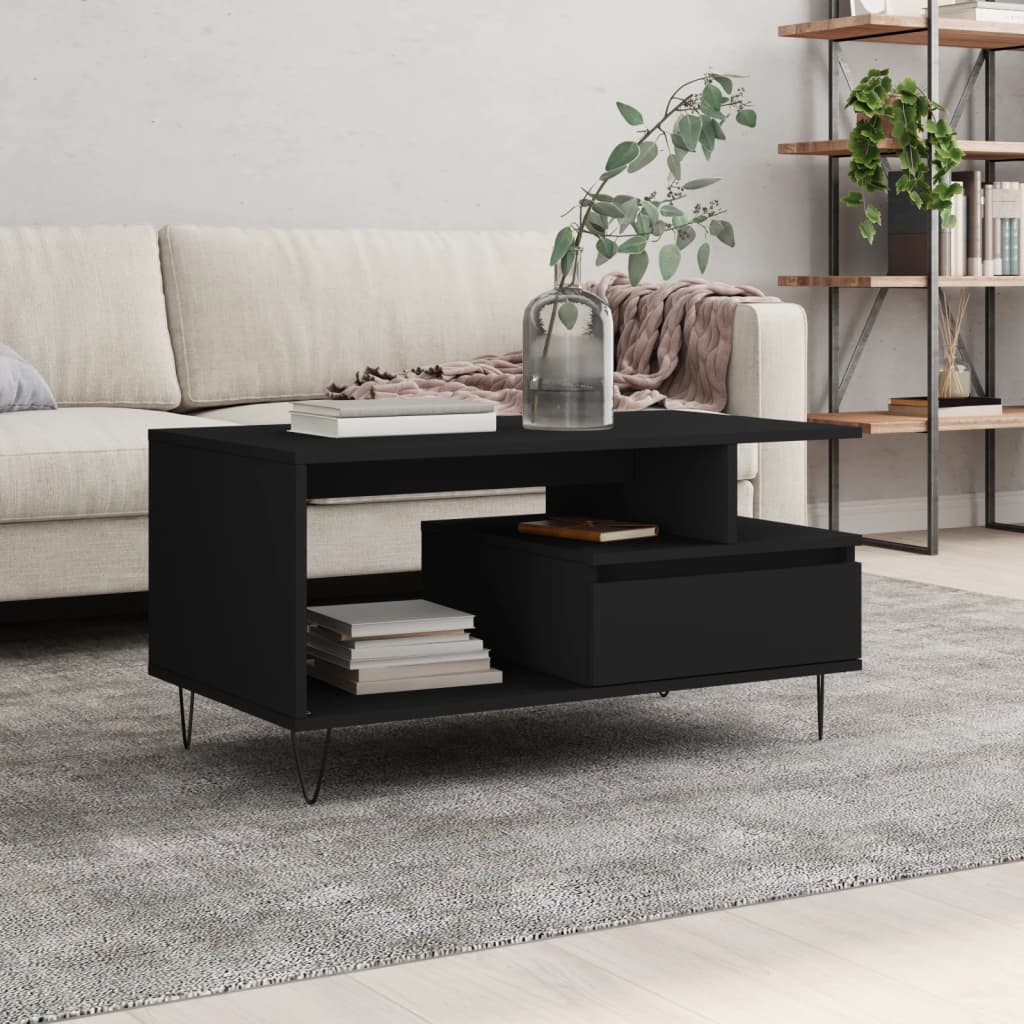 Table basse Noir 90x49x45 cm Bois d'ingénierie - XIOS