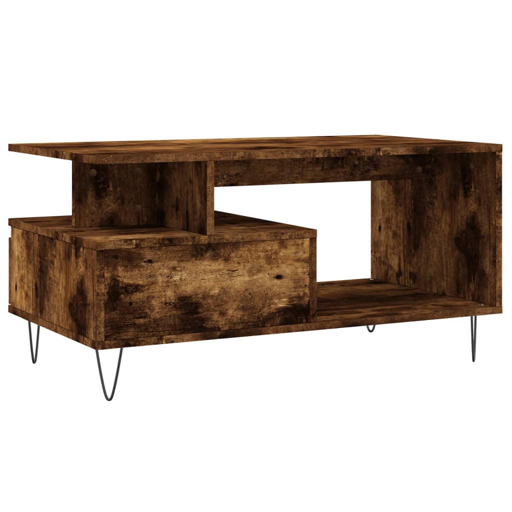 Table basse Chêne fumé 90x49x45 cm Bois d'ingénierie - XIOS