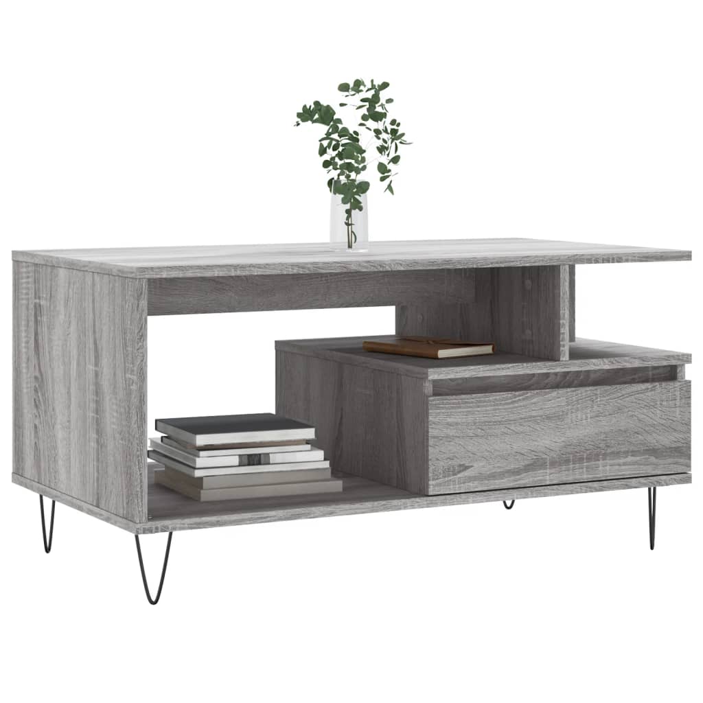 Table basse Sonoma gris 90x49x45 cm Bois d'ingénierie - XIOS