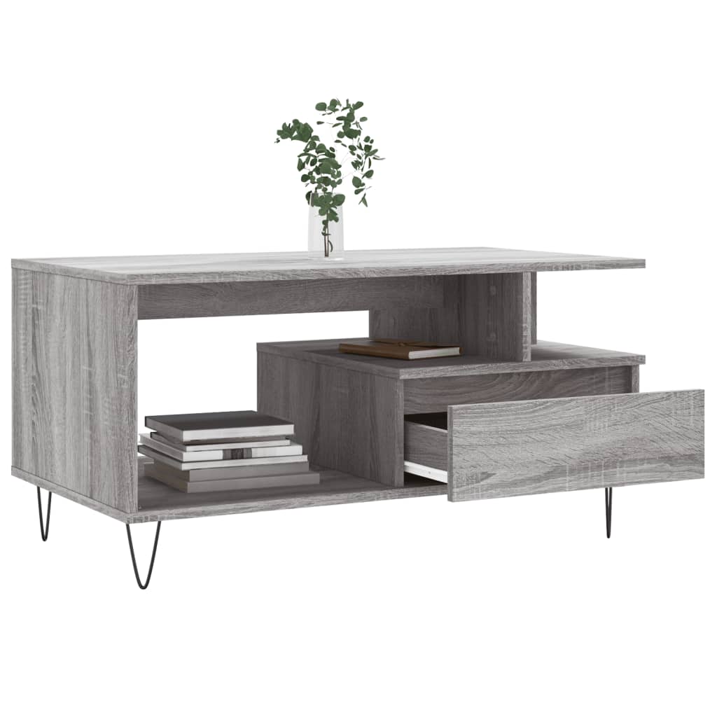 Table basse Sonoma gris 90x49x45 cm Bois d'ingénierie - XIOS