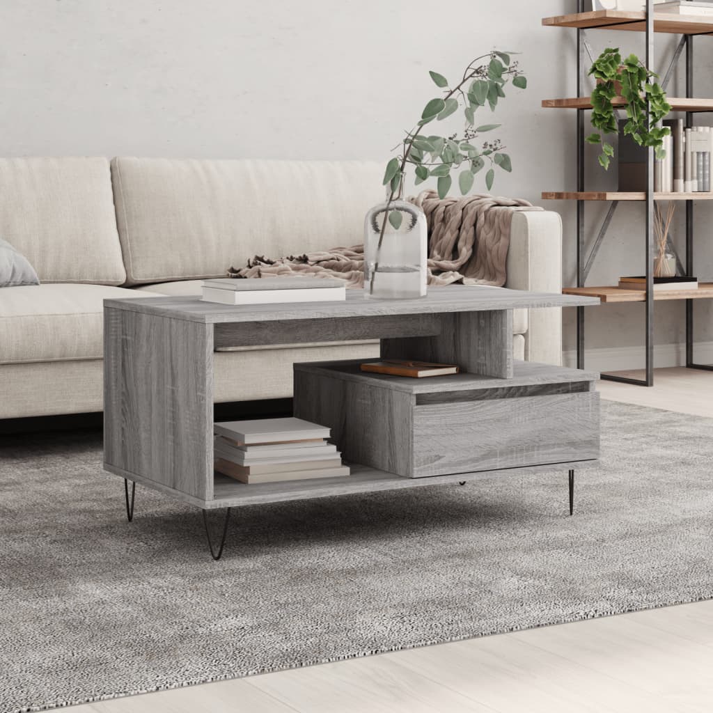 Table basse Sonoma gris 90x49x45 cm Bois d'ingénierie - XIOS