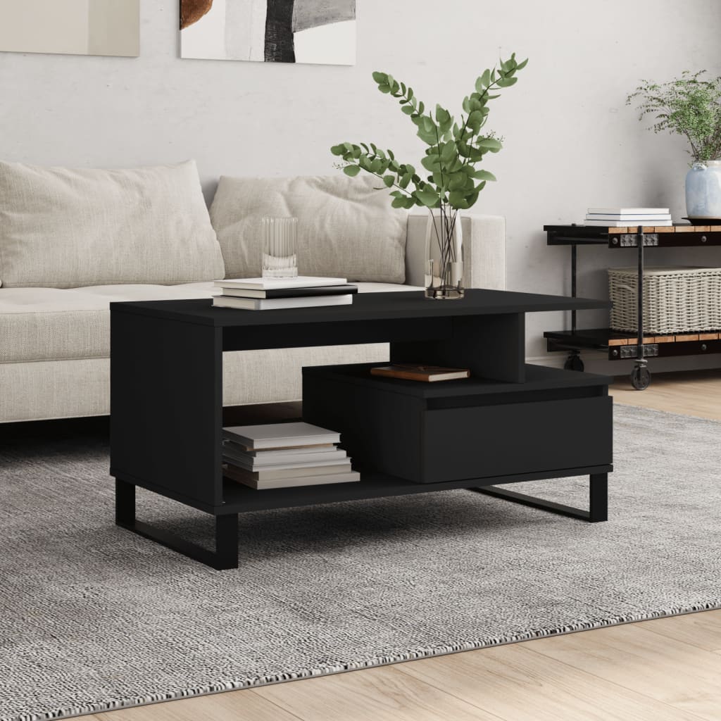 Table basse Noir 90x49x45 cm Bois d'ingénierie - XIOS