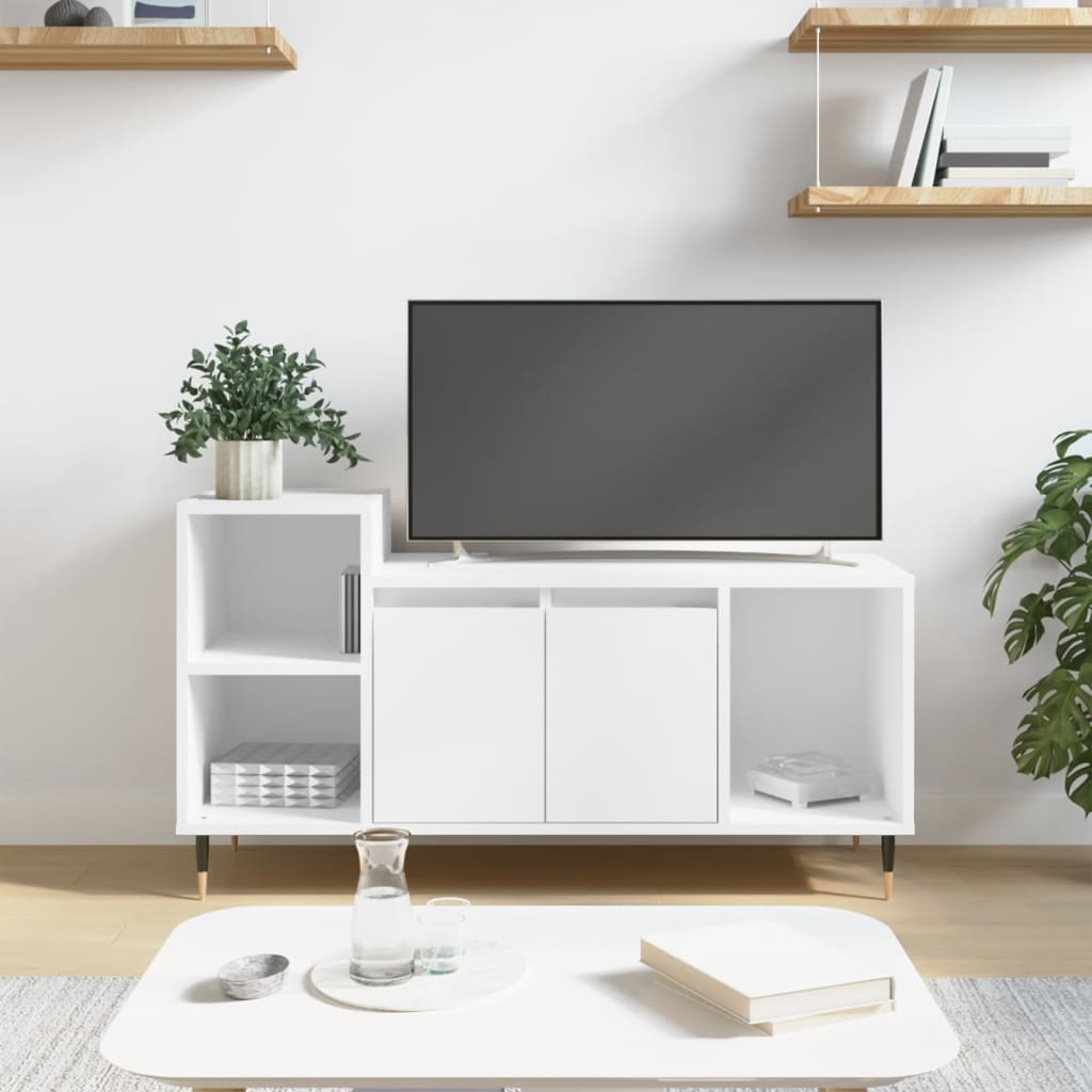 Meuble TV Blanc 100x35x55 cm Bois d'ingénierie - XIOS