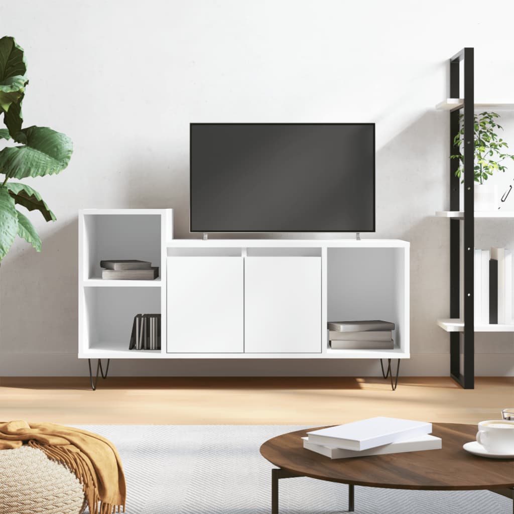 Meuble TV Blanc 100x35x55 cm Bois d'ingénierie - XIOS