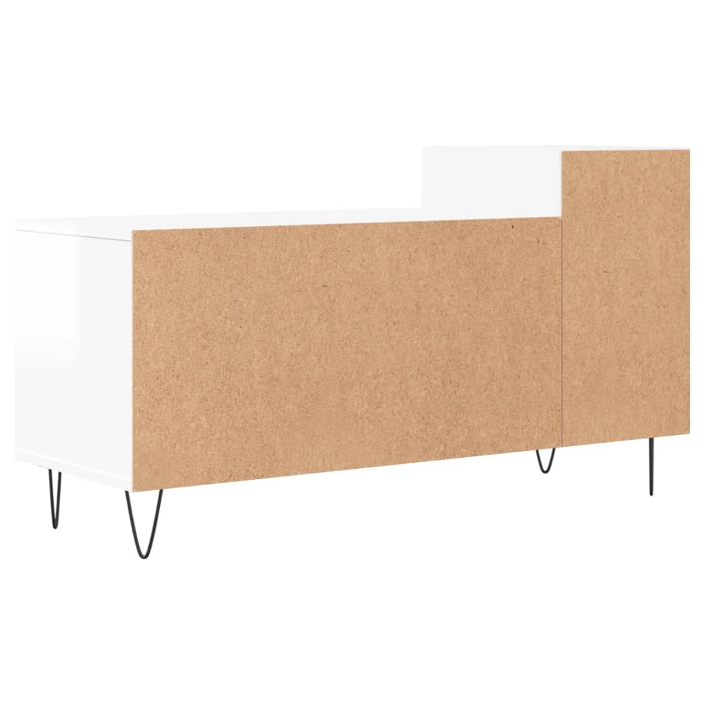 Meuble TV Blanc brillant 100x35x55 cm Bois d'ingénierie - XIOS