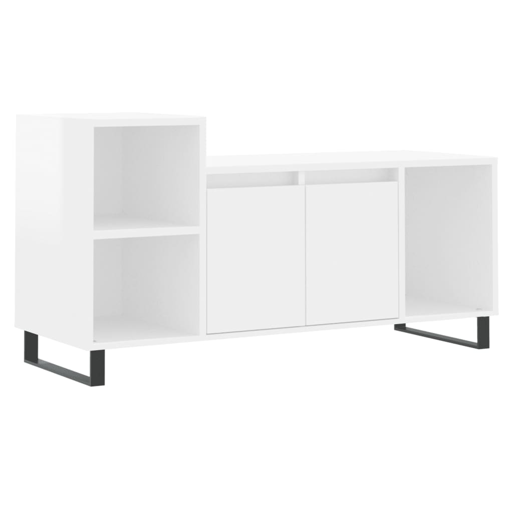 Meuble TV Blanc brillant 100x35x55 cm Bois d'ingénierie - XIOS