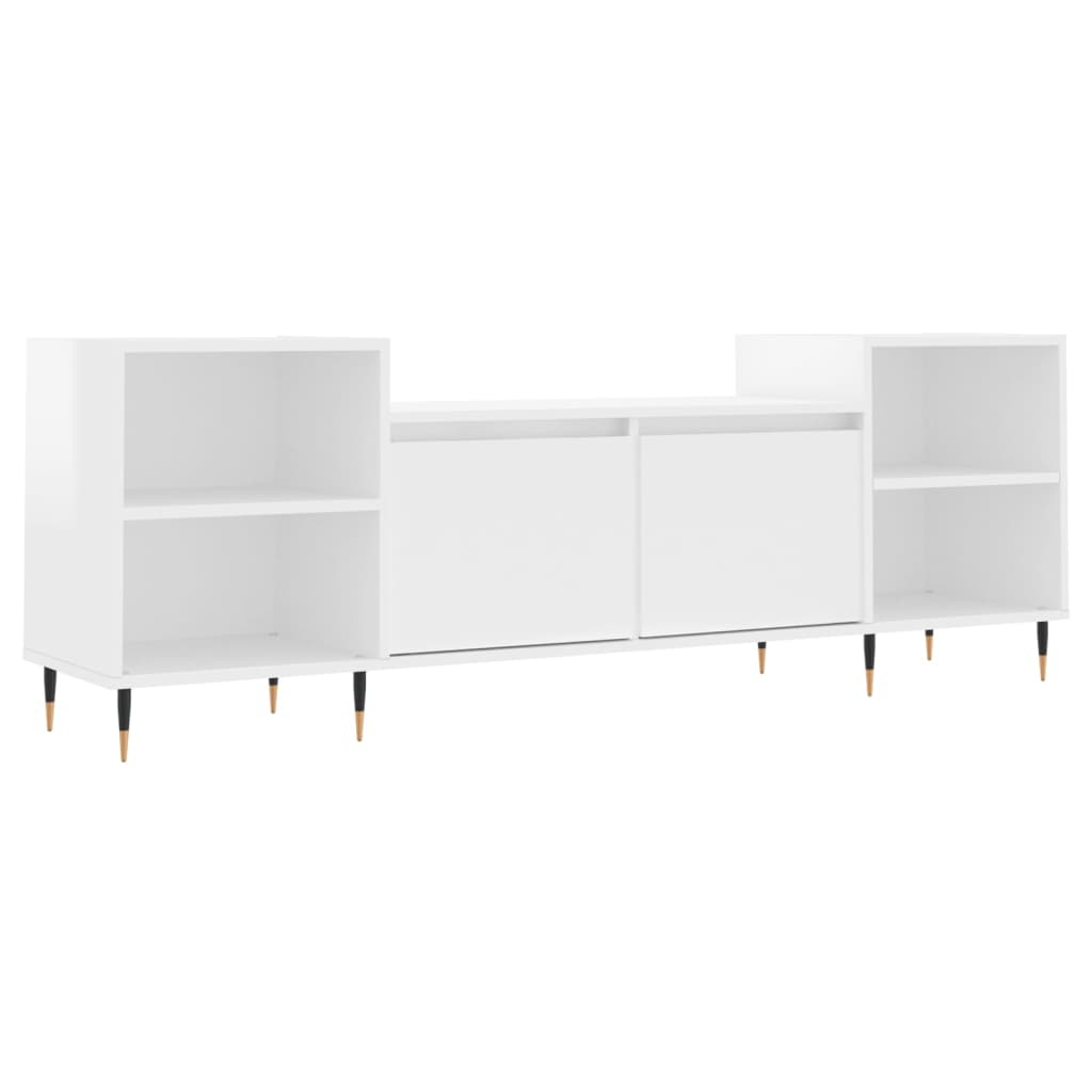 Meuble TV Blanc brillant 160x35x55 cm Bois d'ingénierie - XIOS
