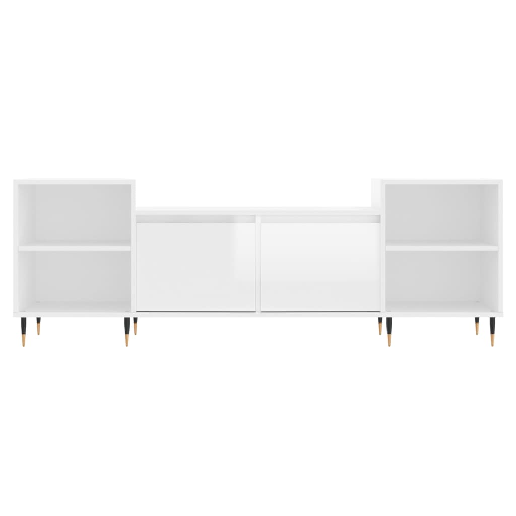 Meuble TV Blanc brillant 160x35x55 cm Bois d'ingénierie - XIOS