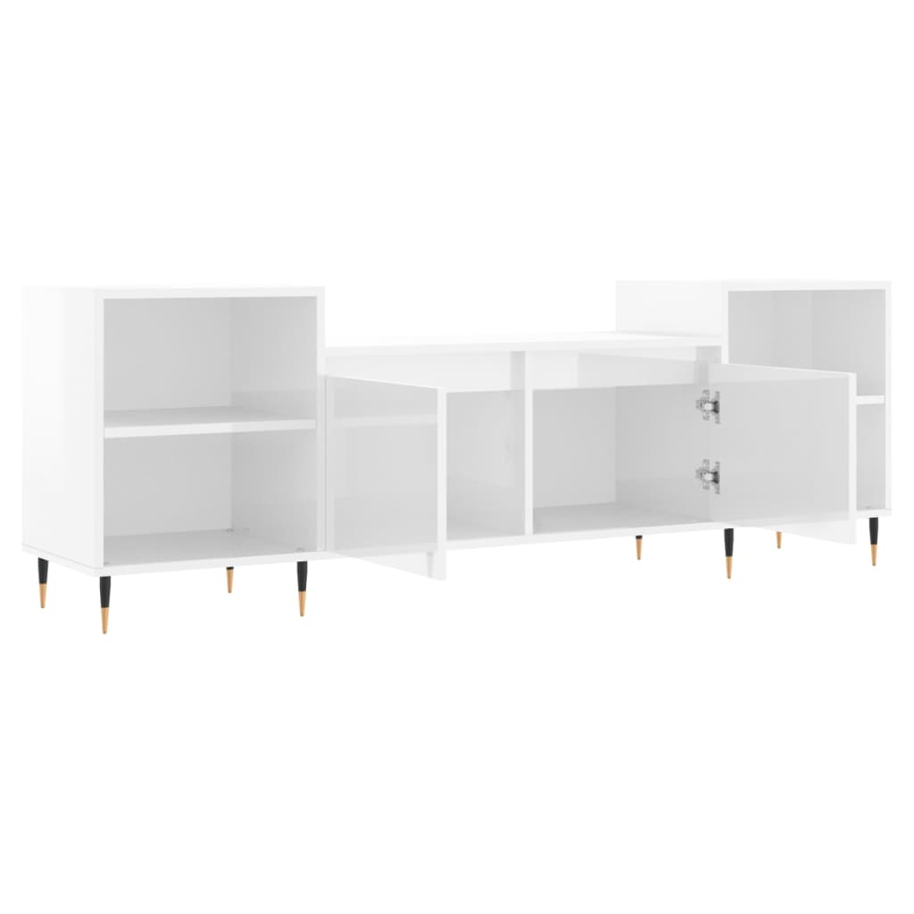 Meuble TV Blanc brillant 160x35x55 cm Bois d'ingénierie - XIOS