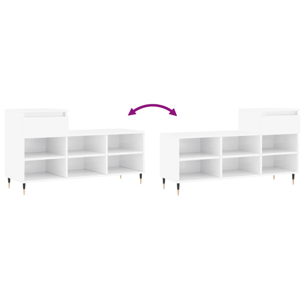 Armoire à chaussure Blanc brillant 102x36x60 cm Bois ingénierie - XIOS